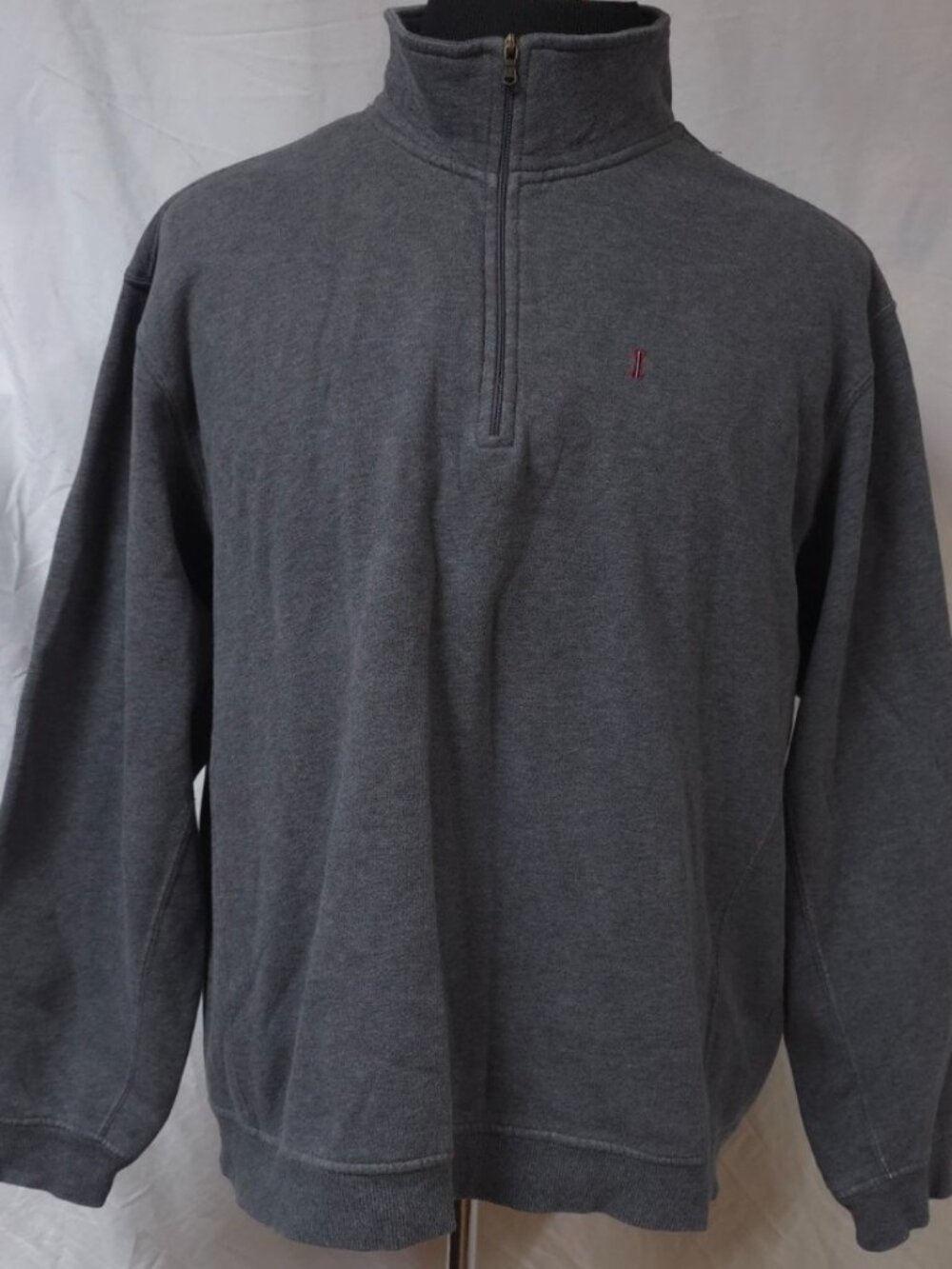 Izod Advanced Performance Mens XL Gray Quarter Zip Fleece Sweatshirt Jacket